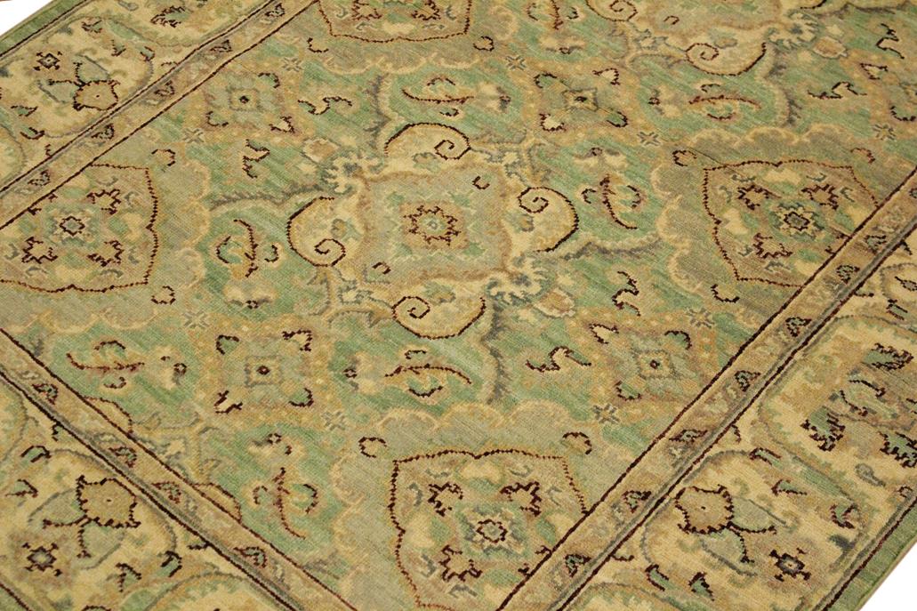 handmade Traditional Kafkaz Chobi Ziegler Lt. Green Ivory Hand Knotted RECTANGLE 100% WOOL area rug 4 x 6