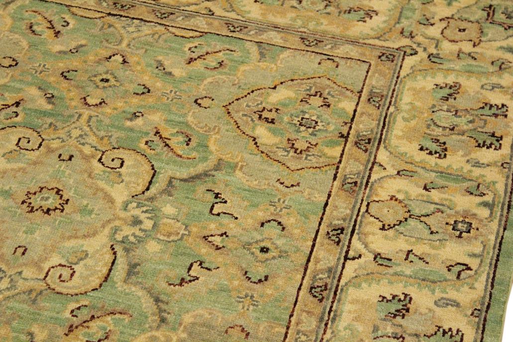 handmade Traditional Kafkaz Chobi Ziegler Lt. Green Ivory Hand Knotted RECTANGLE 100% WOOL area rug 4 x 6