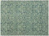 handmade Modern Cryena Green Blue Lt. Green Hand Knotted RECTANGLE WOOL&SILK area rug 4x6