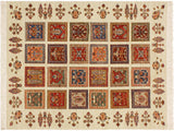Rustic Khurgeen Winford Beige/Rust Wool Rug - 4'3'' x 6'3''