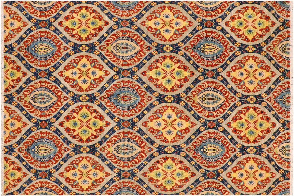 handmade Transitional Kafkaz Chobi Ziegler Blue Gray Hand Knotted RECTANGLE 100% WOOL area rug 8 x 10