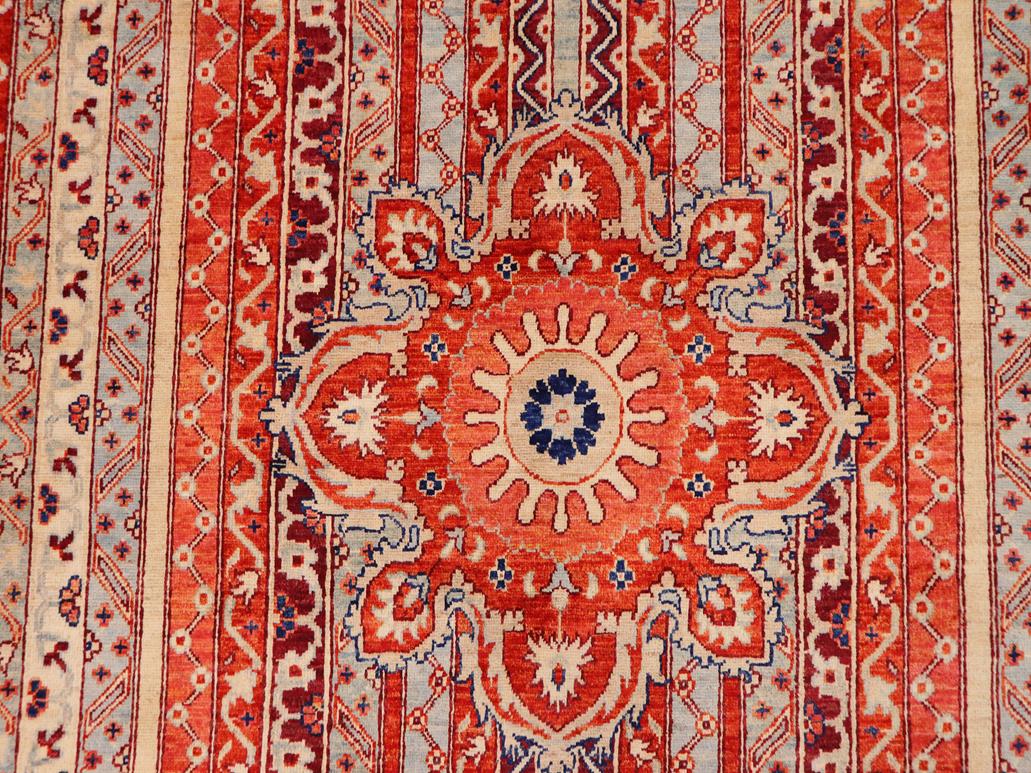 handmade Geometric Khorgeen Rust Blue Hand Knotted RECTANGLE 100% WOOL area rug 9x12
