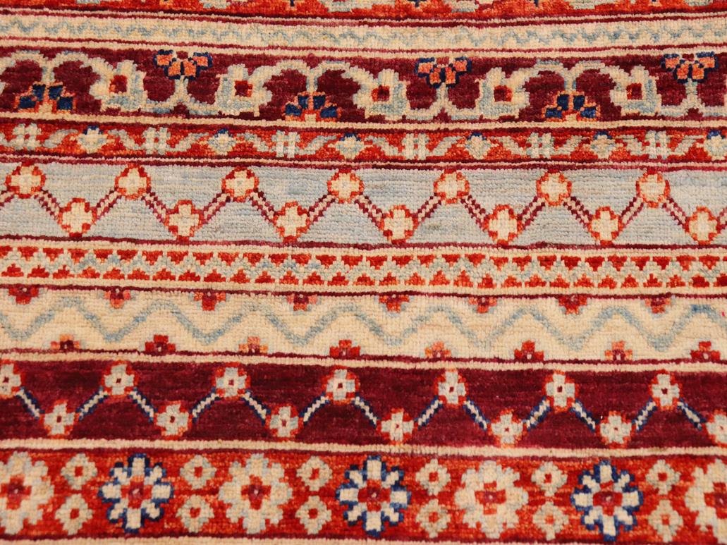 handmade Geometric Khorgeen Rust Blue Hand Knotted RECTANGLE 100% WOOL area rug 9x12