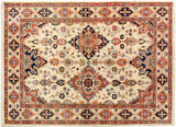handmade Traditional Kafkaz Chobi Ziegler Ivory Blue Hand Knotted RECTANGLE 100% WOOL area rug 5 x 7