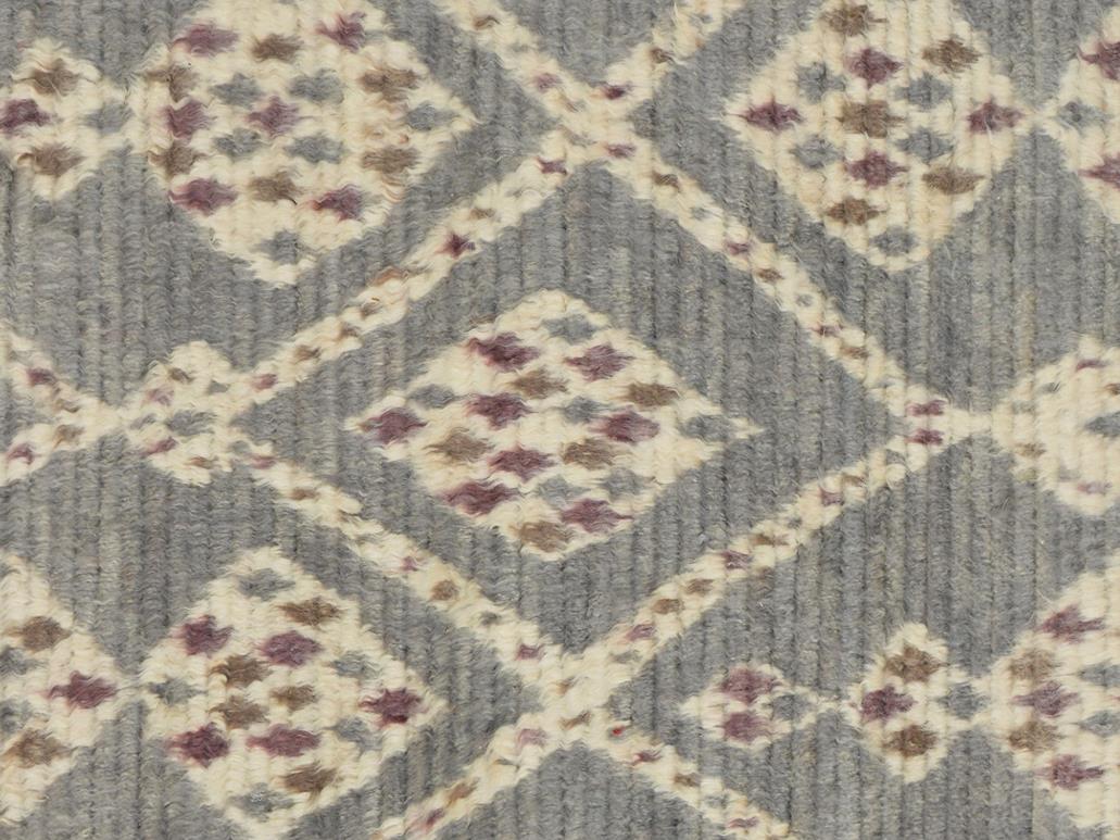 handmade Modern Moroccan Gray Ivory Hand Knotted RECTANGLE 100% WOOL area rug 4x6