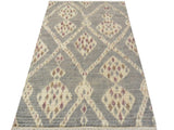 handmade Modern Moroccan Gray Ivory Hand Knotted RECTANGLE 100% WOOL area rug 4x6