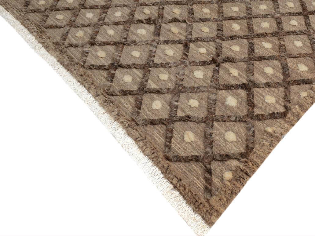 handmade Modern Moroccan Hi Tan Brown Hand Knotted RECTANGLE 100% WOOL area rug 8x10