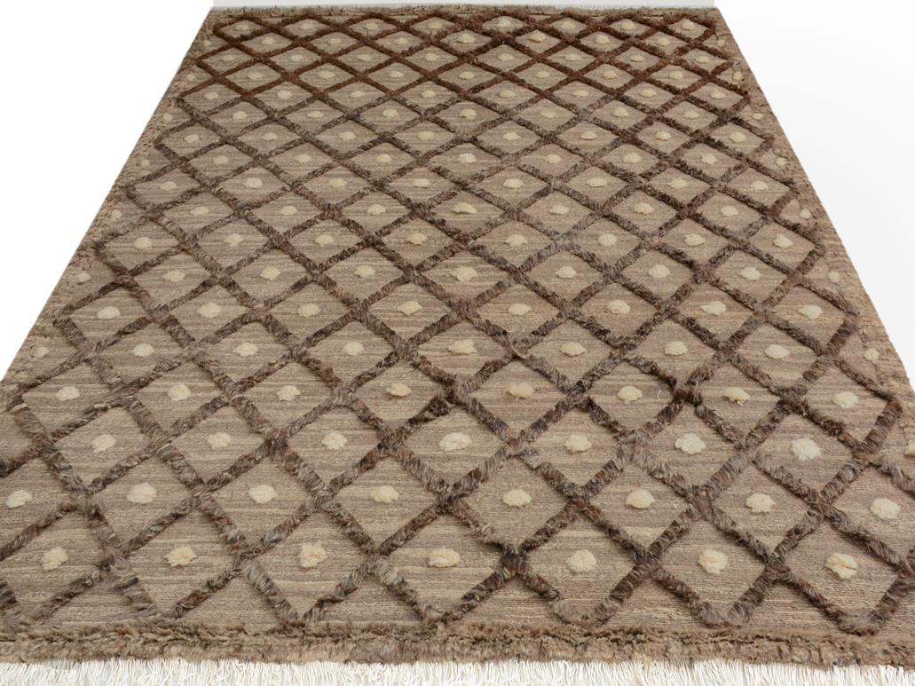 handmade Modern Moroccan Hi Tan Brown Hand Knotted RECTANGLE 100% WOOL area rug 8x10