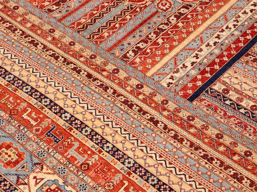 handmade Geometric Khorgeen Rust Blue Hand Knotted RECTANGLE 100% WOOL area rug 10x14