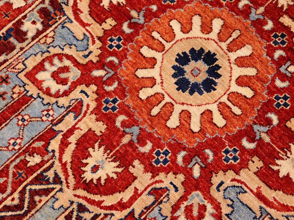 handmade Geometric Khorgeen Rust Blue Hand Knotted RECTANGLE 100% WOOL area rug 10x14