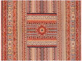 Rustic Rustic Khurgeen Romelia Rust/Blue Wool Rug - 9'10'' x 13'10''