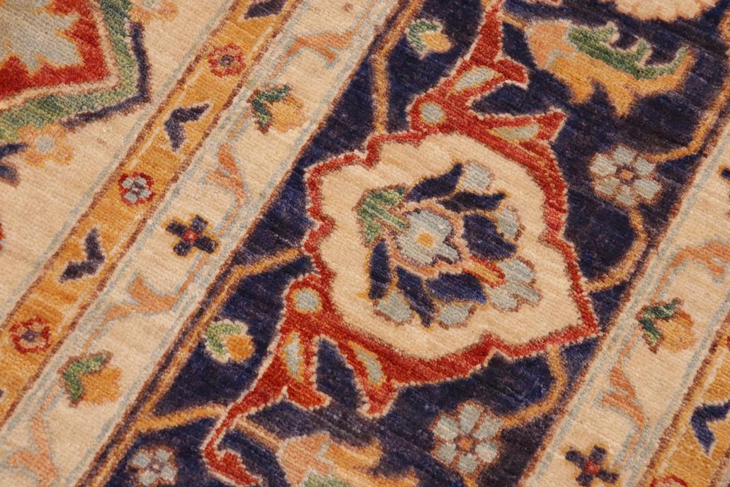 handmade Geometric Kafkaz Chobi Ziegler Rust Beige Hand Knotted RECTANGLE 100% WOOL area rug 10 x 14