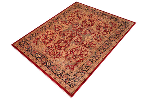 handmade Traditional Agra Red Blue Hand Knotted RECTANGLE 100% WOOL area rug 8 x 10