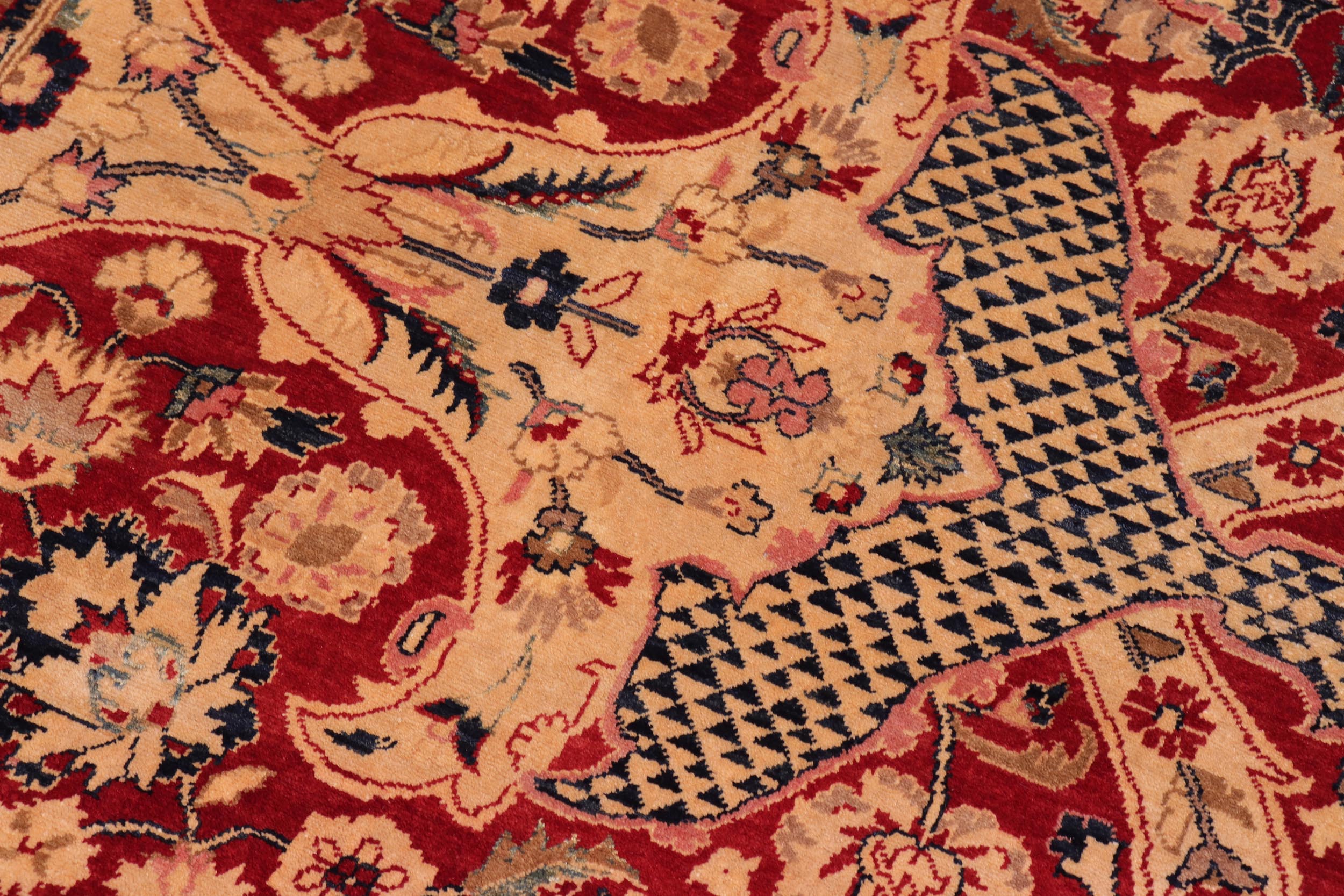 handmade Traditional Agra Red Blue Hand Knotted RECTANGLE 100% WOOL area rug 8 x 10