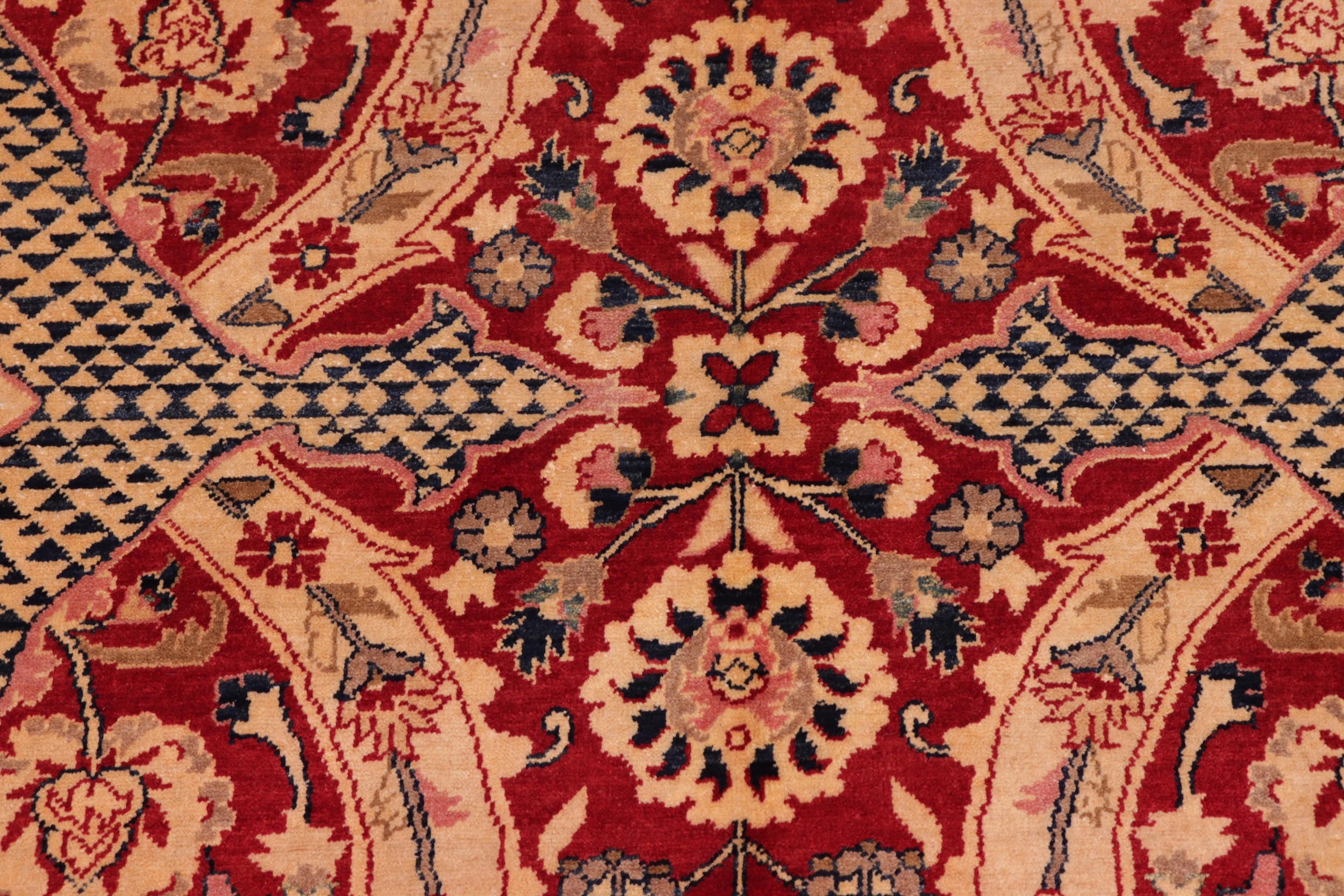 handmade Traditional Agra Red Blue Hand Knotted RECTANGLE 100% WOOL area rug 8 x 10