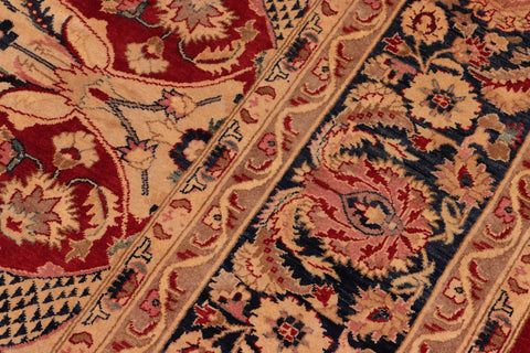 handmade Traditional Agra Red Blue Hand Knotted RECTANGLE 100% WOOL area rug 8 x 10