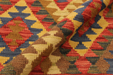 handmade Geometric Kilim Brown Blue Hand-Woven RECTANGLE 100% WOOL area rug 4 x 6