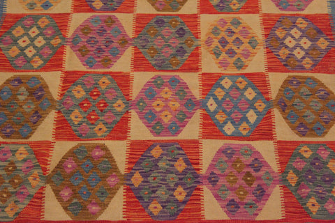 handmade Geometric Kilim Beige Blue Hand-Woven RECTANGLE 100% WOOL area rug 8 x 11