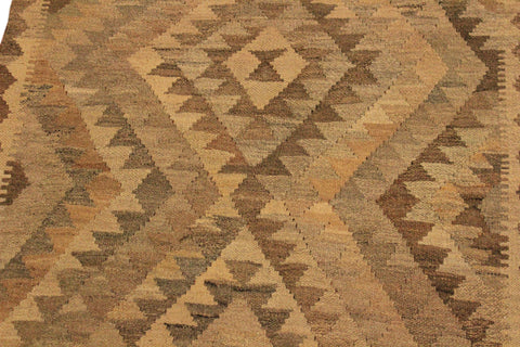 handmade Geometric Kilim Gray Brown Hand-Woven RECTANGLE 100% WOOL area rug 3' x 4'