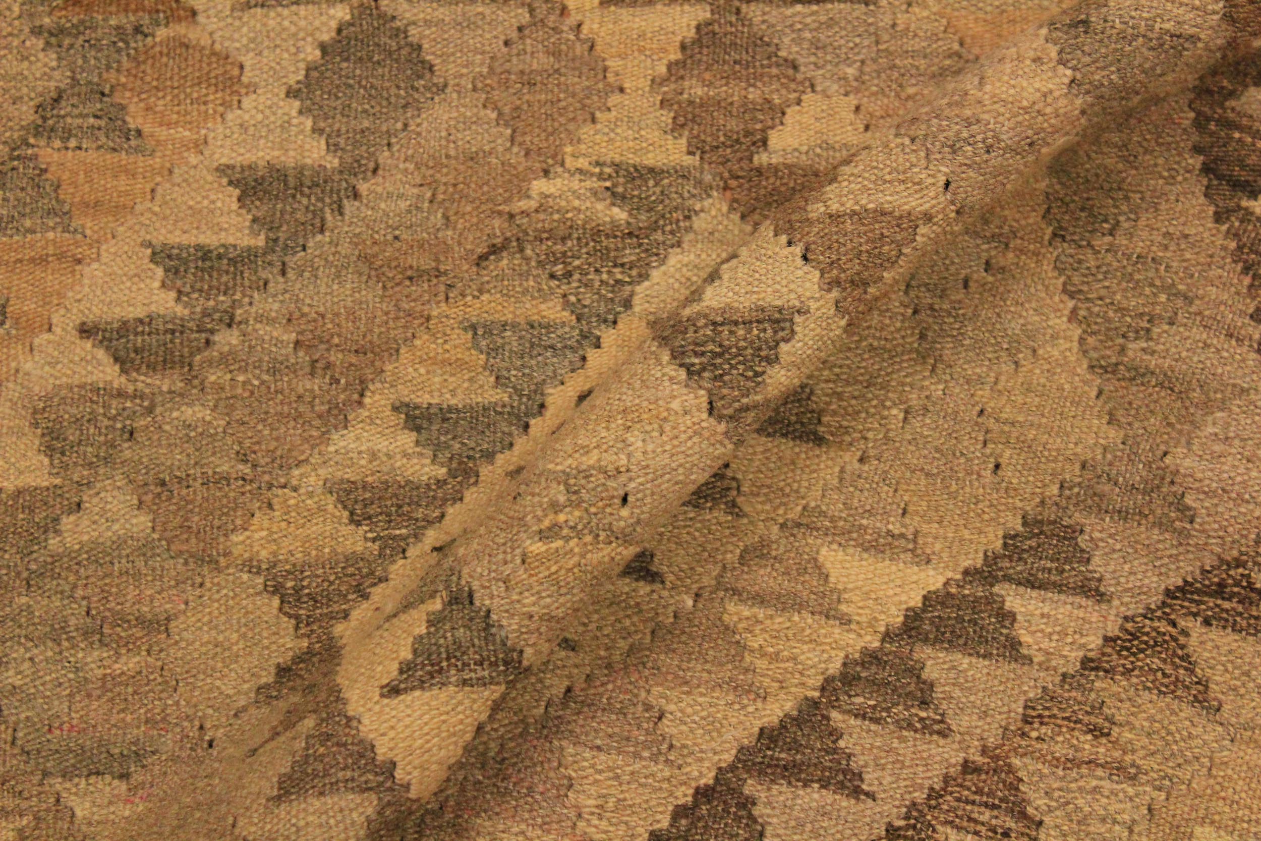 handmade Geometric Kilim Gray Brown Hand-Woven RECTANGLE 100% WOOL area rug 3' x 4'