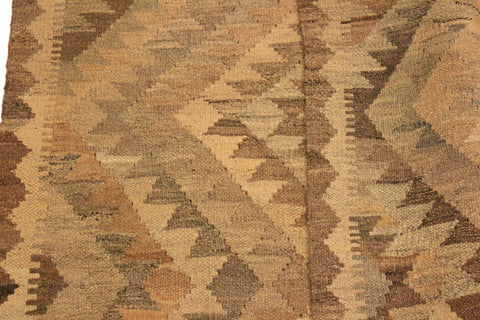 handmade Geometric Kilim Gray Brown Hand-Woven RECTANGLE 100% WOOL area rug 3' x 4'