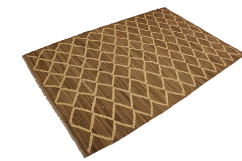 handmade Modern Kilim Bluish Gray Beige Hand-Woven RECTANGLE 100% WOOL area rug 5 x 8