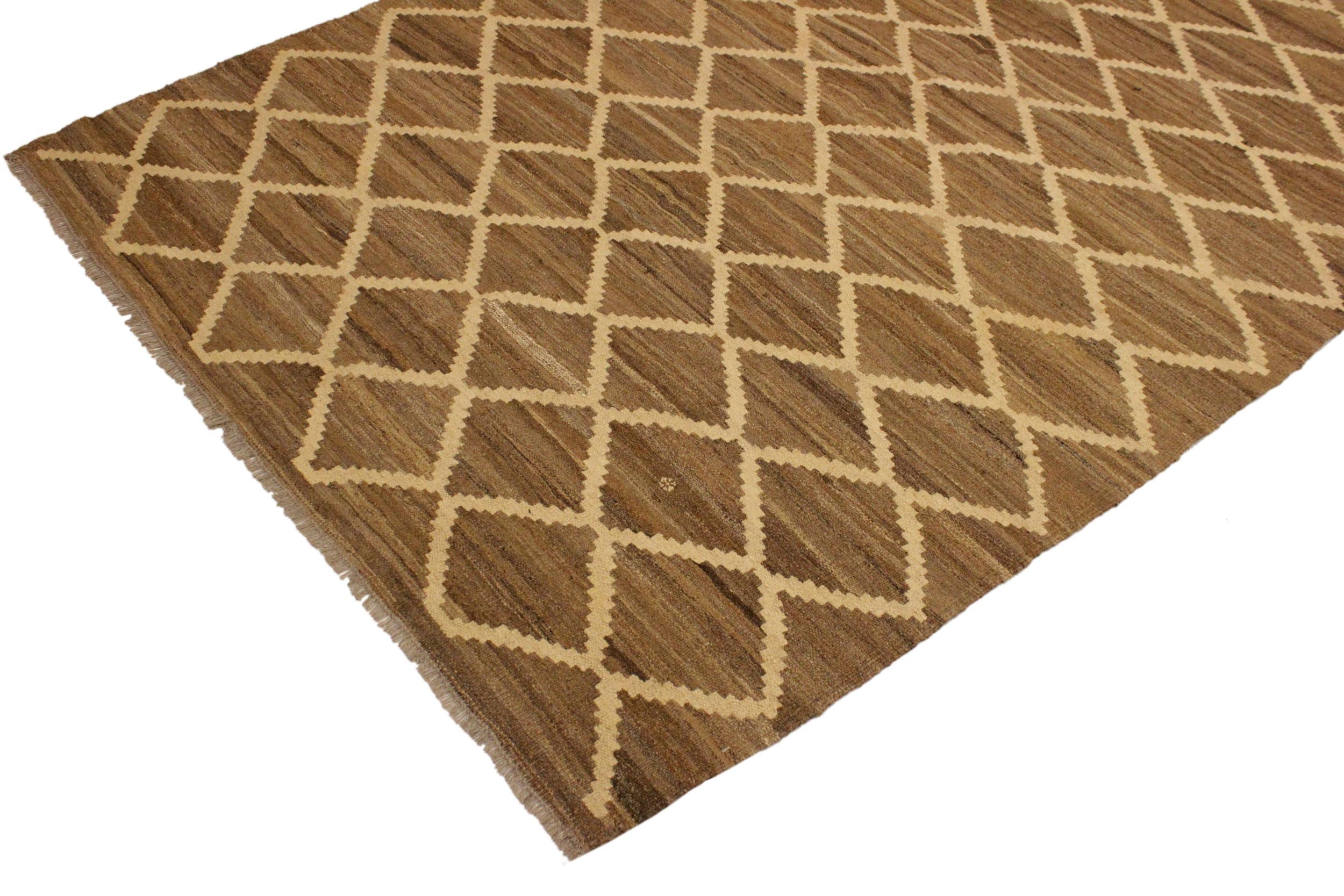 handmade Modern Kilim Bluish Gray Beige Hand-Woven RECTANGLE 100% WOOL area rug 5 x 8