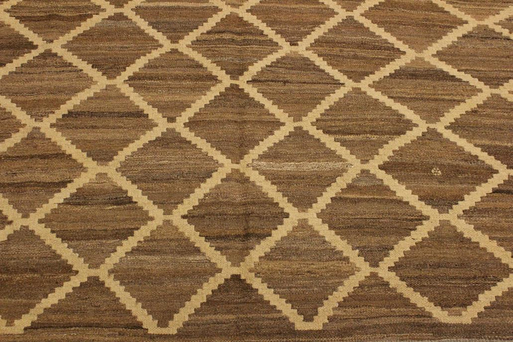 Flat Weave Kilim Antique Navaho Vintage handmade Modern Kilim Bluish Gray Beige Hand-Woven Rectangle 100% Wool Area Rug 5x8 
