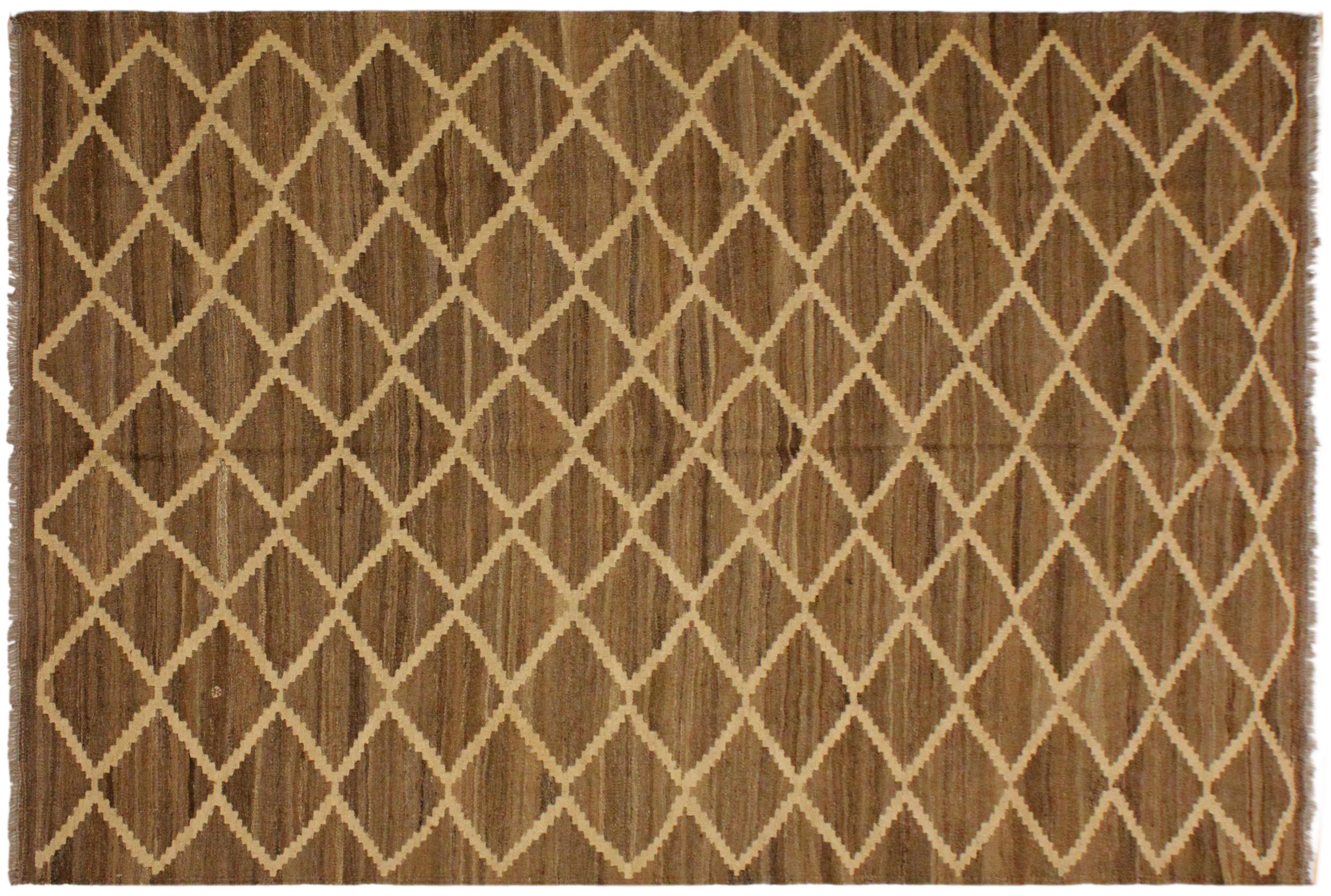 handmade Modern Kilim Bluish Gray Beige Hand-Woven RECTANGLE 100% WOOL area rug 5 x 8
