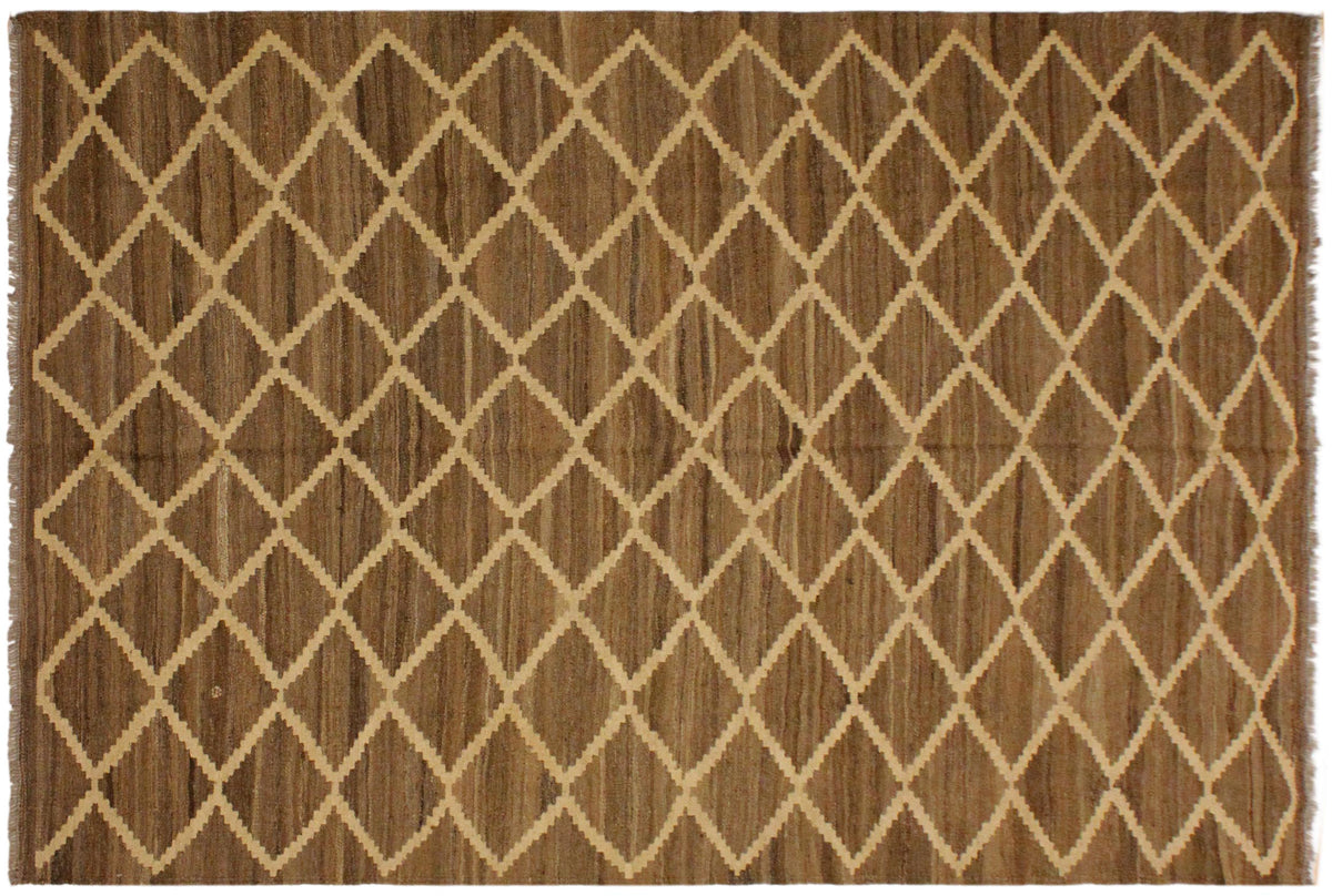 handmade Modern Kilim Bluish Gray Beige Hand-Woven RECTANGLE 100% WOOL area rug 5 x 8