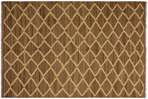 handmade Modern Kilim Bluish Gray Beige Hand-Woven RECTANGLE 100% WOOL area rug 5 x 8