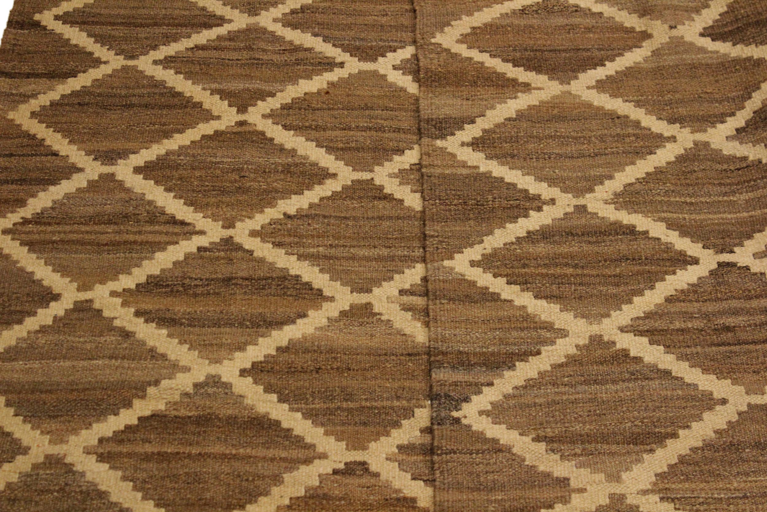 handmade Modern Kilim Bluish Gray Beige Hand-Woven RECTANGLE 100% WOOL area rug 5 x 8