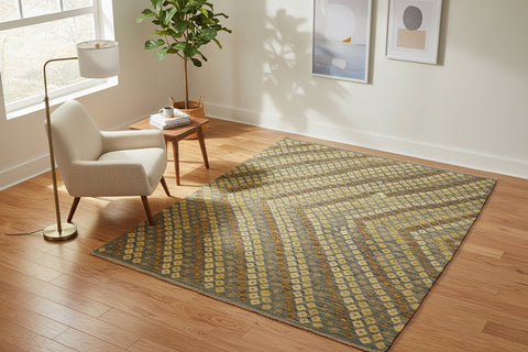 handmade Modern Kilim Blue Brown Hand-Woven RECTANGLE 100% WOOL area rug 6x8