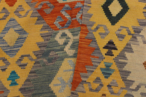 handmade Geometric Kilim Gold Gray Hand-Woven RECTANGLE 100% WOOL area rug 7 x 10