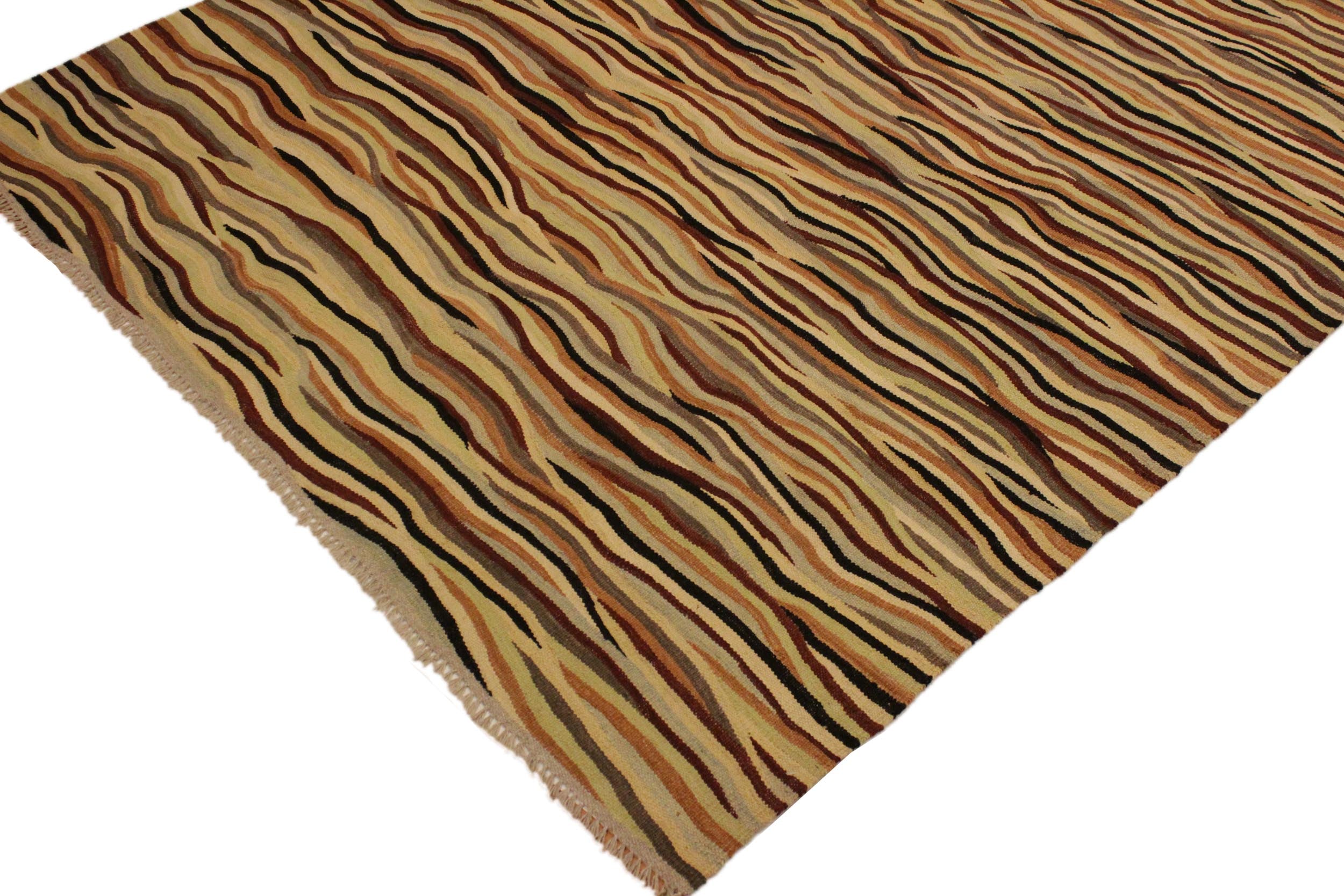 handmade Modern Kilim Beige Red Hand-Woven RECTANGLE 100% WOOL area rug 6x8