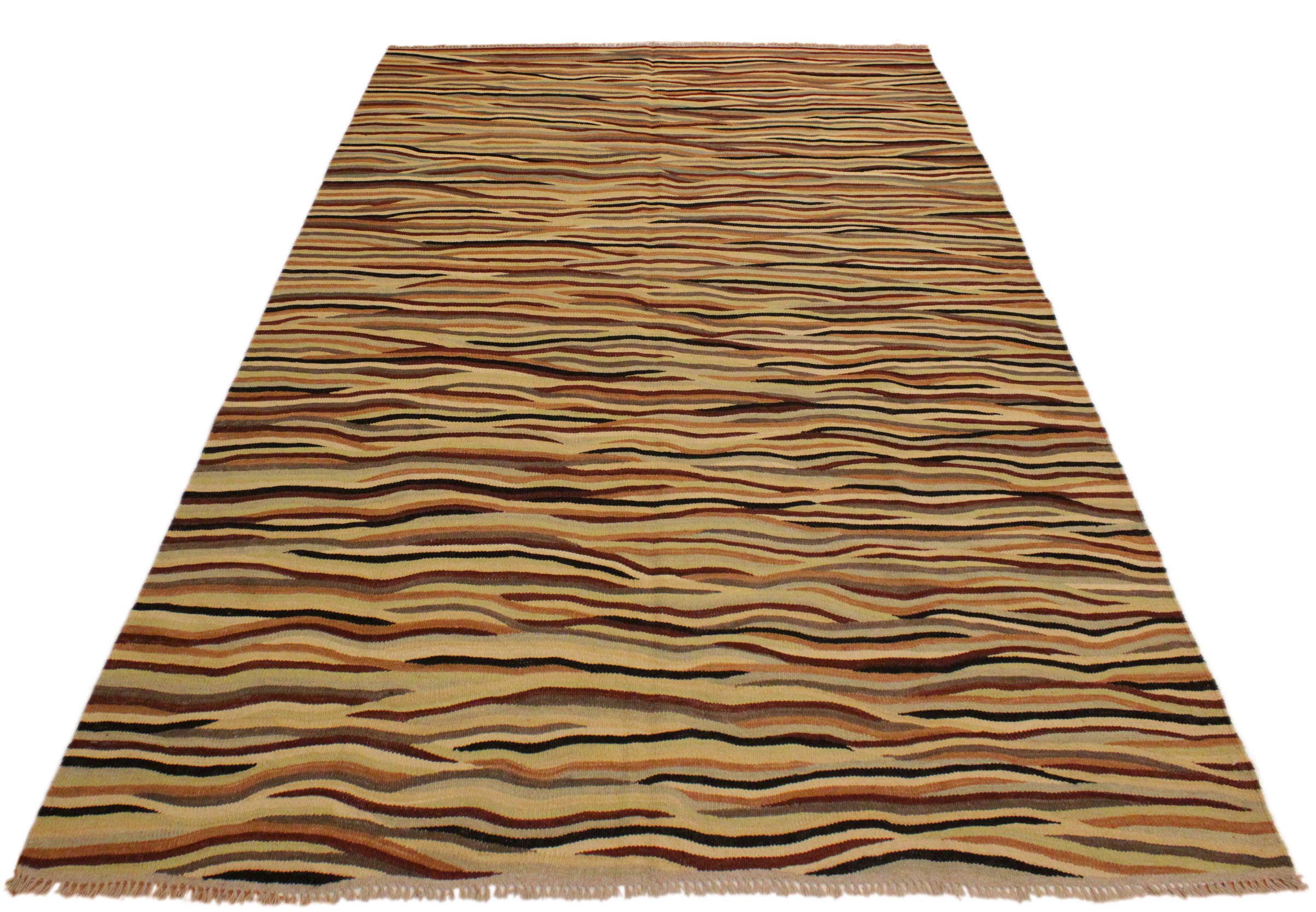 handmade Modern Kilim Beige Red Hand-Woven RECTANGLE 100% WOOL area rug 6x8