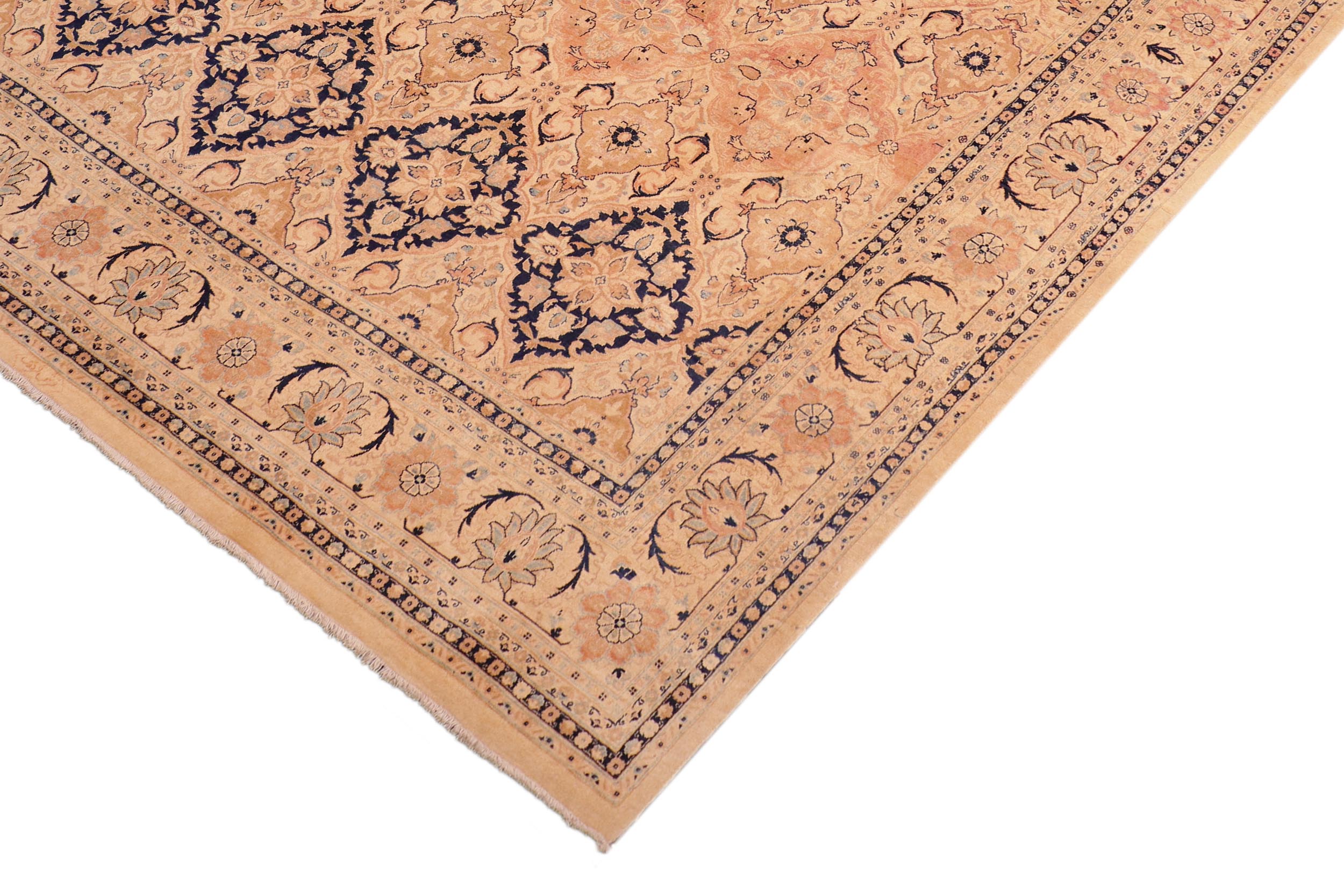 handmade Transitional Kashan Beige Blue Hand Knotted RECTANGLE 100% WOOL area rug 8 x 10