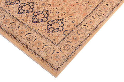 handmade Transitional Kashan Beige Blue Hand Knotted RECTANGLE 100% WOOL area rug 8 x 10