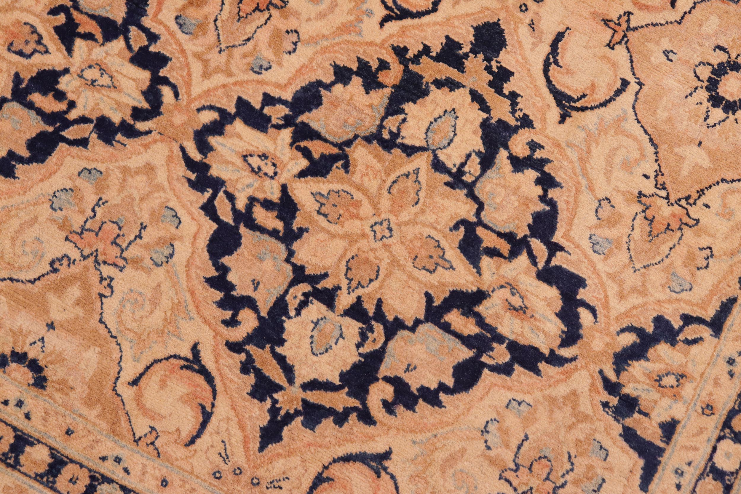 handmade Transitional Kashan Beige Blue Hand Knotted RECTANGLE 100% WOOL area rug 8 x 10