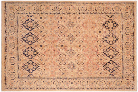 handmade Transitional Kashan Beige Blue Hand Knotted RECTANGLE 100% WOOL area rug 8 x 10