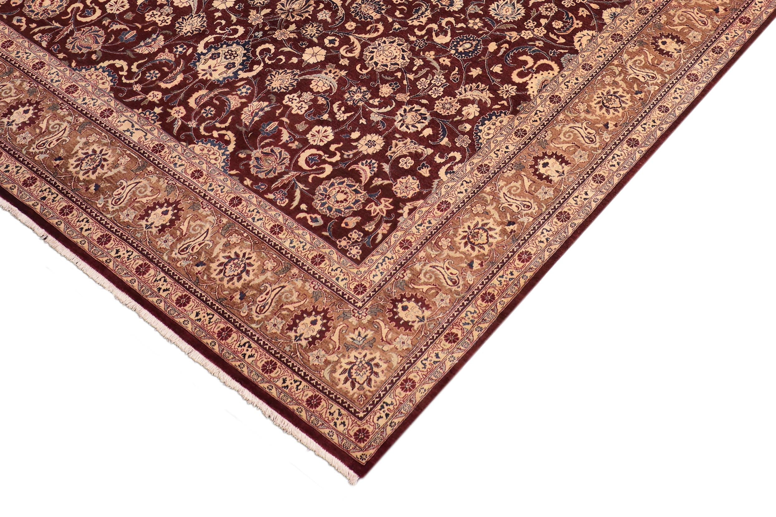 handmade Transitional  Maroon Brown Hand Knotted RECTANGLE 100% WOOL area rug 8x10