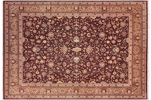 handmade Transitional  Maroon Brown Hand Knotted RECTANGLE 100% WOOL area rug 8 x 10