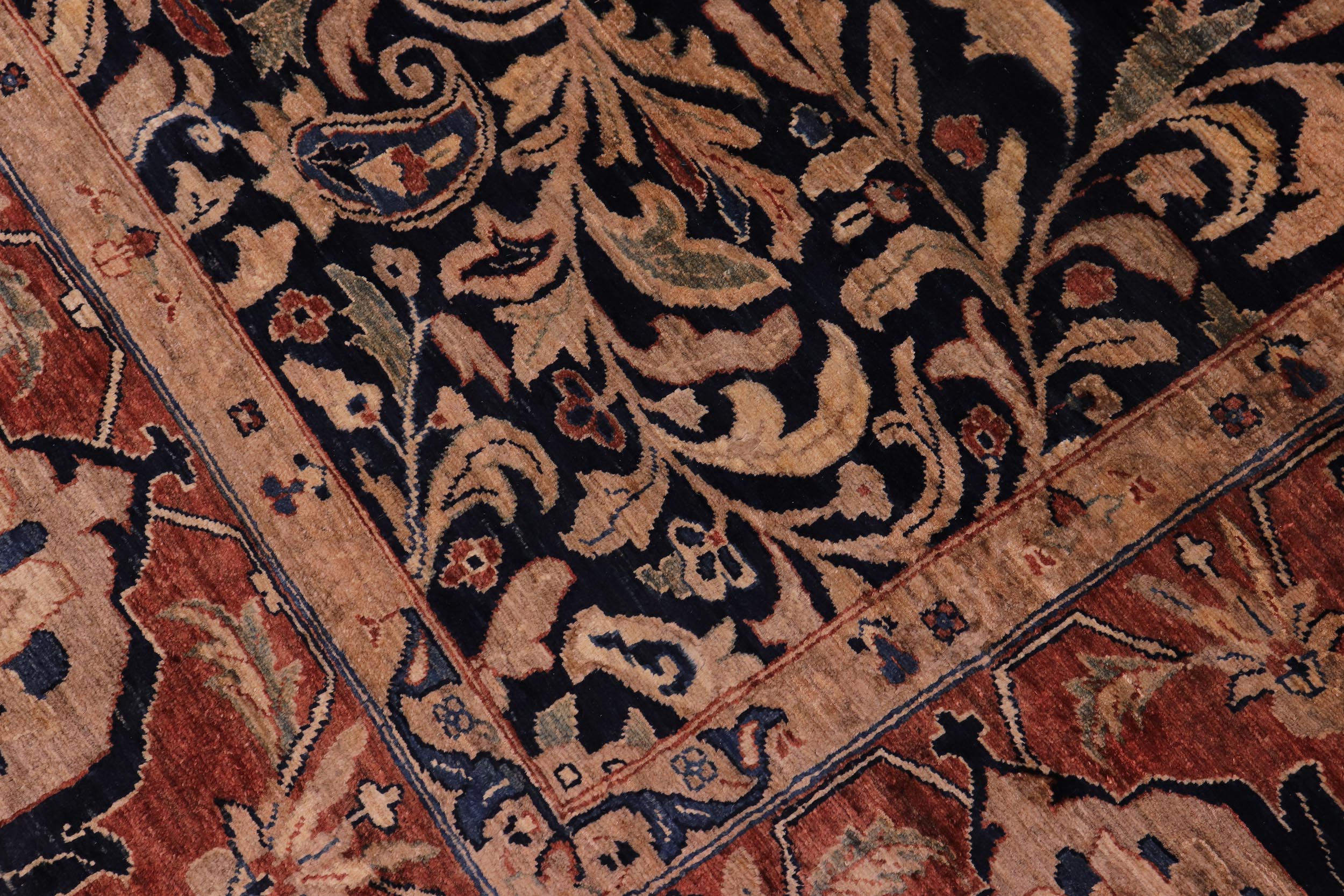 handmade Traditional Lahore Blue Brown Hand Knotted RECTANGLE 100% WOOL area rug 8' x 10'
