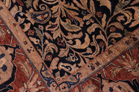 handmade Traditional Lahore Blue Brown Hand Knotted RECTANGLE 100% WOOL area rug 8' x 10'