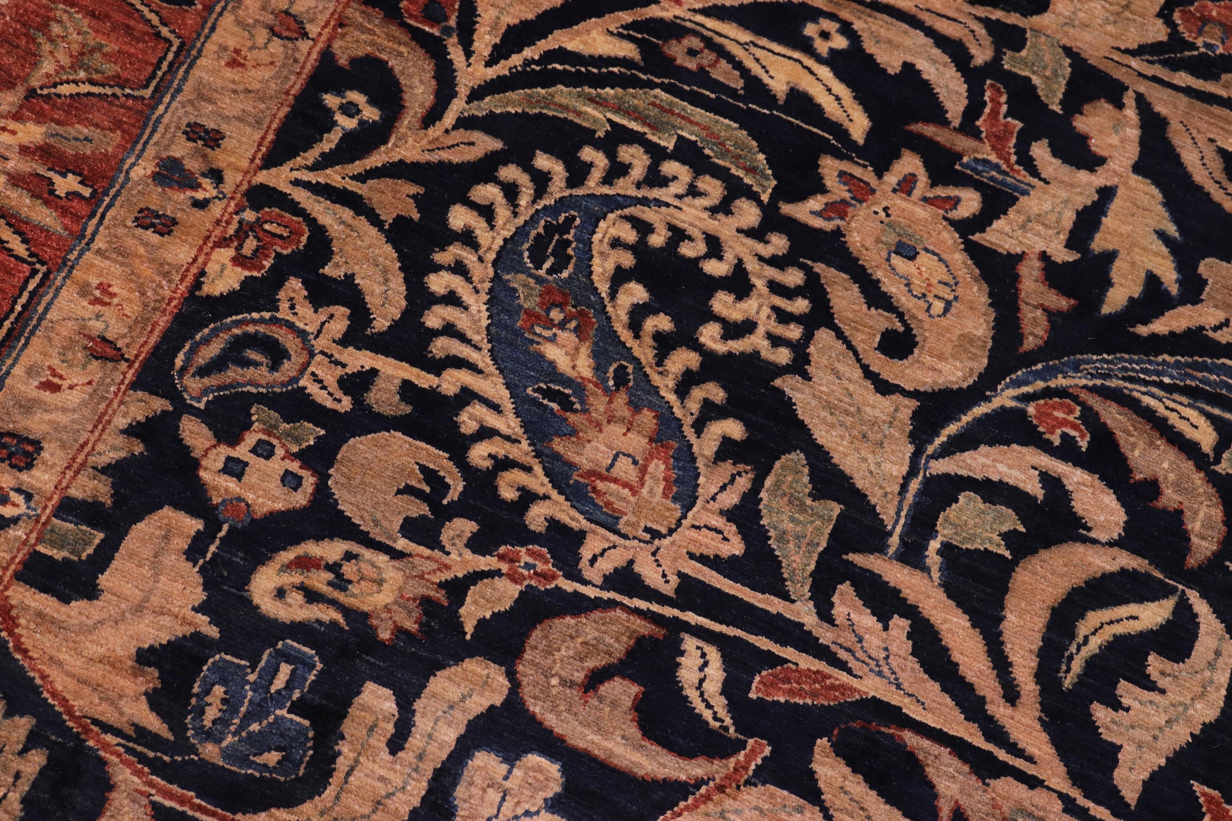 handmade Traditional Lahore Blue Brown Hand Knotted RECTANGLE 100% WOOL area rug 8' x 10'