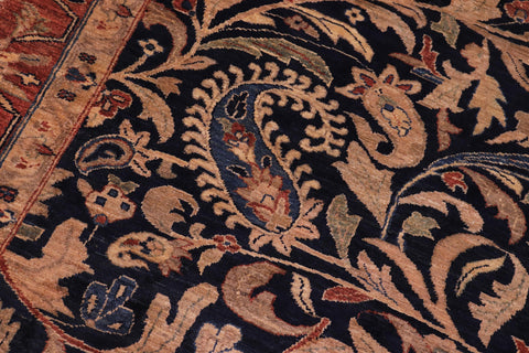 handmade Traditional Lahore Blue Brown Hand Knotted RECTANGLE 100% WOOL area rug 8' x 10'