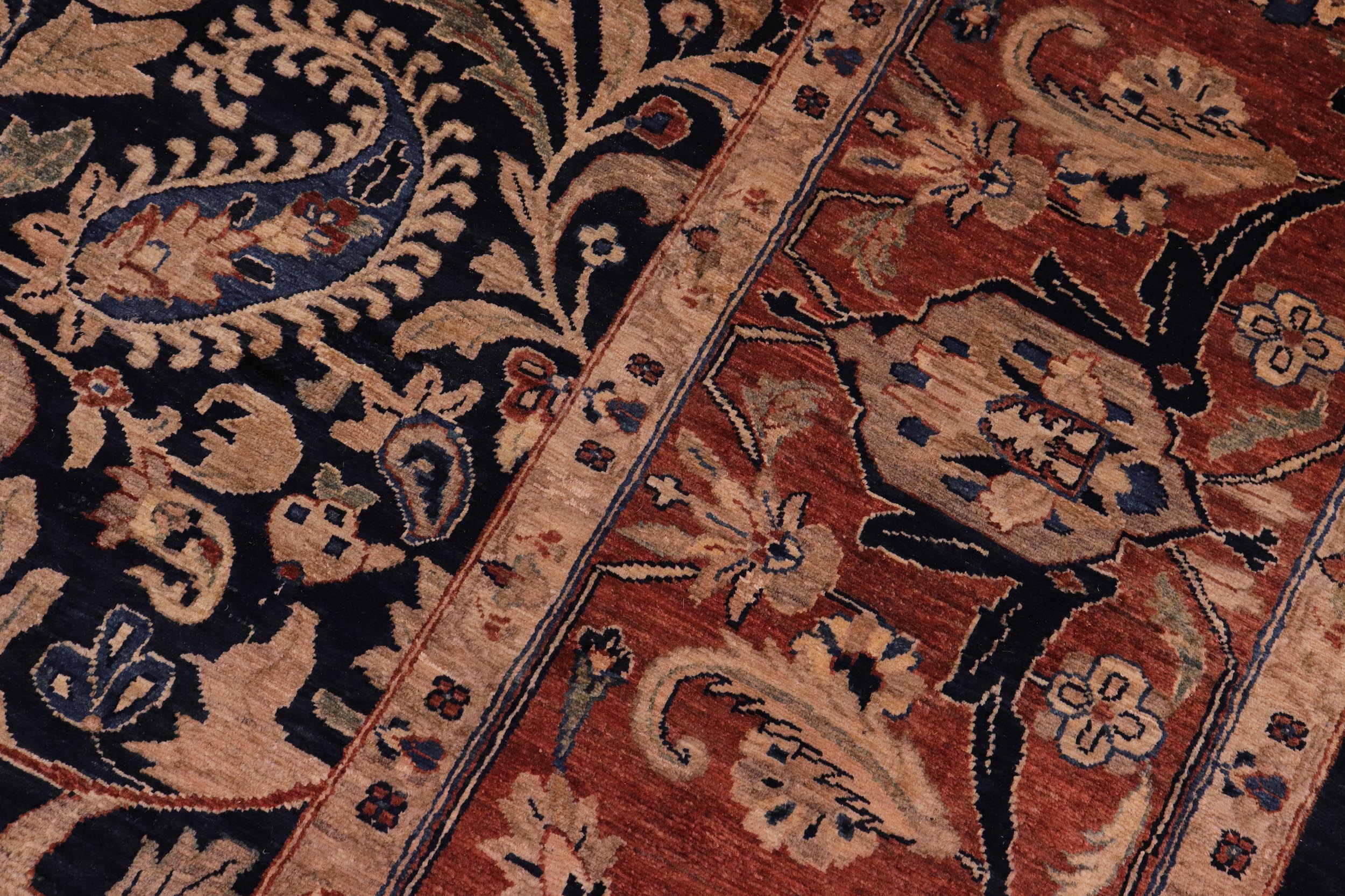 handmade Traditional Lahore Blue Brown Hand Knotted RECTANGLE 100% WOOL area rug 8' x 10'