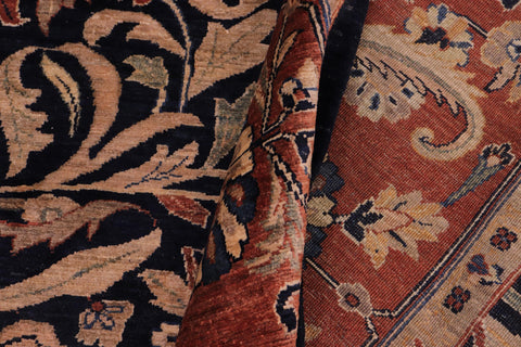 handmade Traditional Lahore Blue Brown Hand Knotted RECTANGLE 100% WOOL area rug 8' x 10'