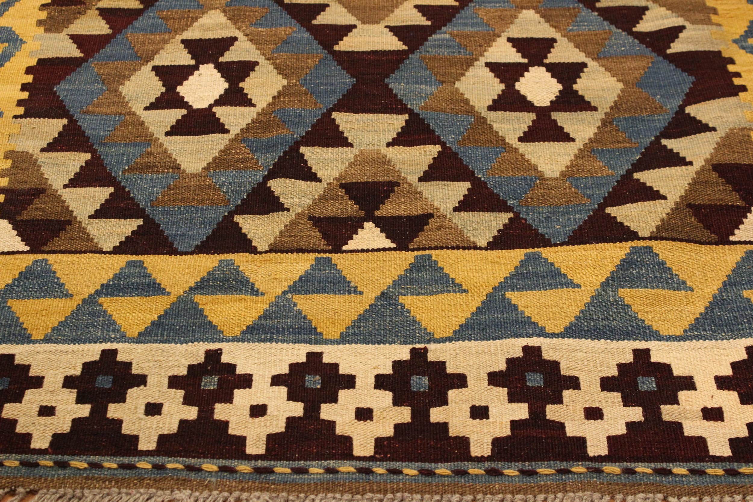 handmade Geometric Kilim Brown Beige Hand-Woven RECTANGLE 100% WOOL area rug 4 x 6