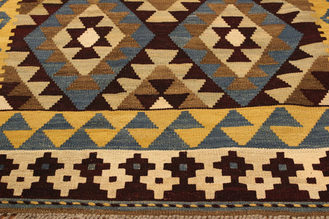 handmade Geometric Kilim Brown Beige Hand-Woven RECTANGLE 100% WOOL area rug 4 x 6